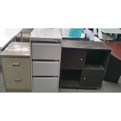 Two Filing Cabinets and Shelving Unit