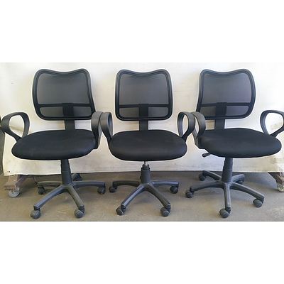 Mesh Backed Office Chairs - Lot of Three