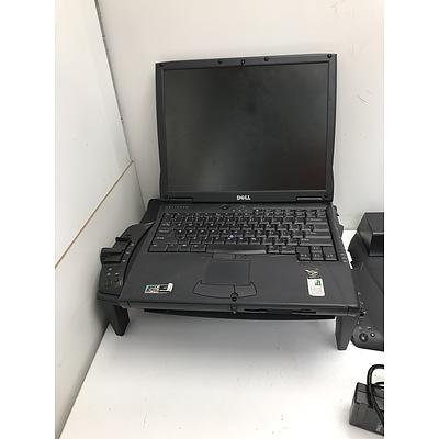 Two Vintage Dell Latitude C600 Laptops with Accessories