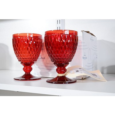 Set of Four Villeroy and Boch 'Boston' Red Water Goblets