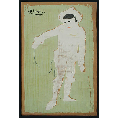 After Pablo Picasso (Spanish 1881-1973), Le Petit Pierrot, Screenprint on Brown Paper
