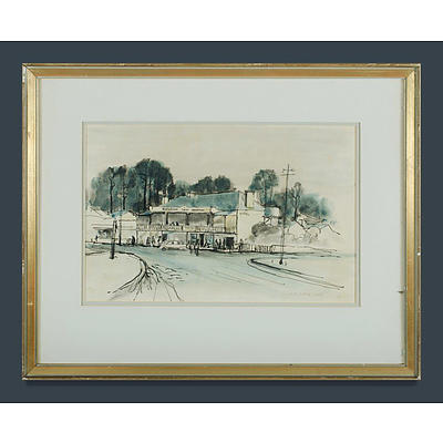 George Feather Lawrence (1901-1981), 'Surveyor Inn, Berrima', Ink and watercolour