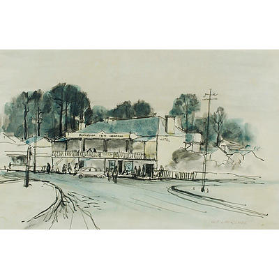 George Feather Lawrence (1901-1981), 'Surveyor Inn, Berrima', Ink and watercolour