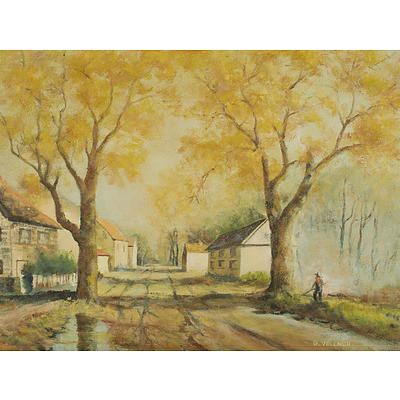 G. Vollmer, 'Autumn Lane', Oil on Board