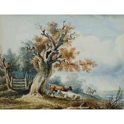 British School, Two Bucolic Scenes, Watercolour