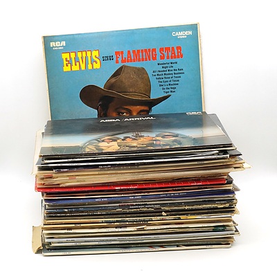 Large Collection of Records, Including Elvis, Abba, Bee Gees, Cyndi Lauper and More