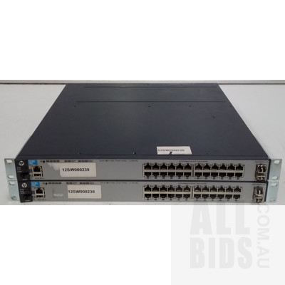 HP (J9575A) 3800-24G-2SFP+ 24 Port Managed Gigabit Ethernet Switch - Lot of Two