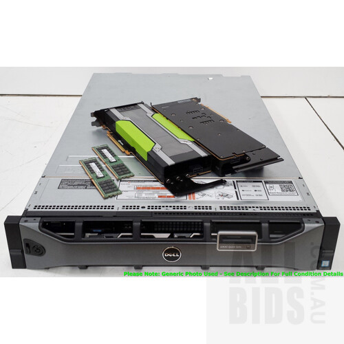 Dell PowerEdge R730 Dual Intel Xeon (E5-2680 v4) 14 Core 2.4GHz-3.3GHZ CPUs 2 RU Server w/ Two Nvidia Tesla P100 Data Center Accelerator