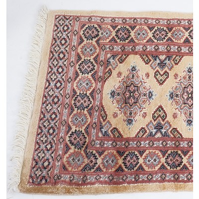 Small Persian Hand Knotted Wool Pile Rug with Silk Highlights