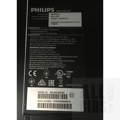 Phillips BDL8470QU  84 Inch Ultra HD LCD Display Panel - Lot Of Two - One For Parts Or Repair Only