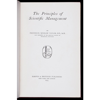 Antique First Edition - The Principles of Scientific Management by Frederick Winslow Taylor 1913