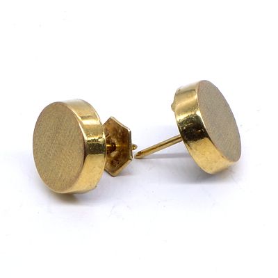 Pair of 9ct Yellow Gold Disc Earrings, 1.8g