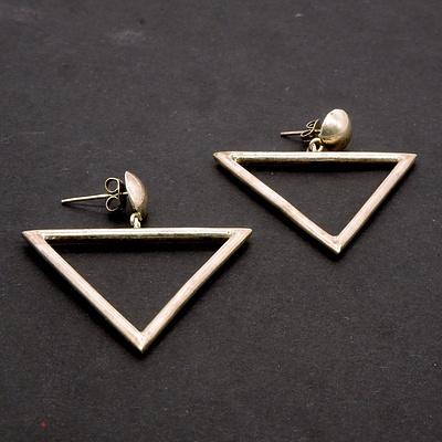 Sterling Silver Triangular Drop Earrings