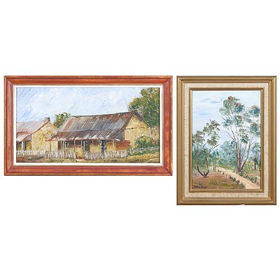 K. Roberts (20th Century), Two Oil Paintings, largest 20 x 36 cm (2)