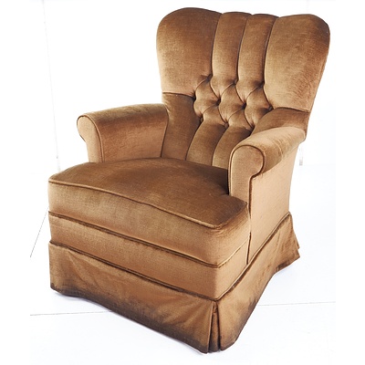 1970s Armchair in Brown Velour Upholstery