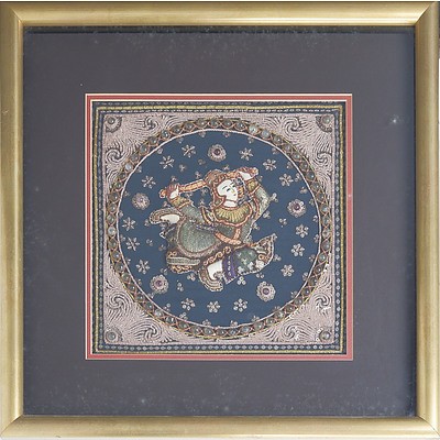 Framed Burmese Kalaga Cloth Panel Embroidered with Sequins and Beads