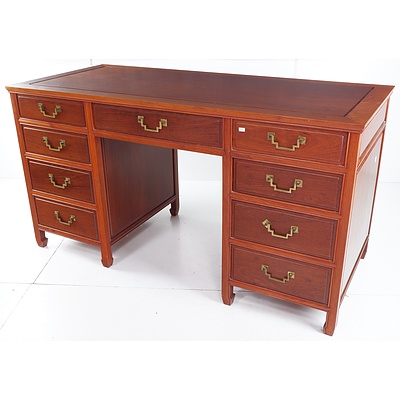 Vintage Chinese Rosewood Nine Drawer Desk - Later 20th Century
