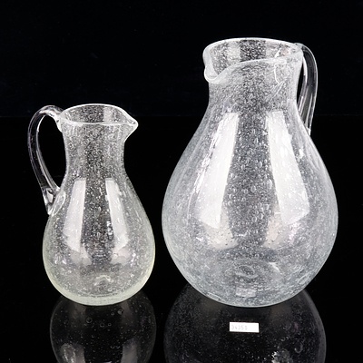Two J. Santos Studio Glass Jugs with Encased Air Bubbles