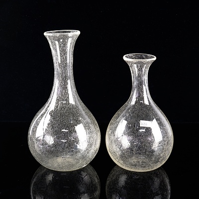 Two J. Santos Studio Glass Carafes with Encased Air Bubbles