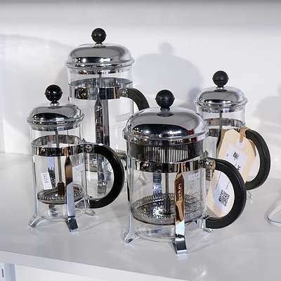 Four Bodum Coffee Plungers