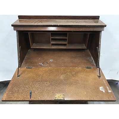 Vintage Walnut Veneer Bureau Desk
