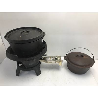 Cast Iron Gas Stove With Pots