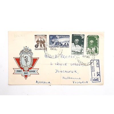 Wilks Australian Antarctic Territory First Day Cover RegNo.4363, Postmarked 13 Feb.60.