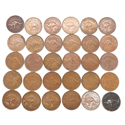 Group of 30 King George V Australian Pennies