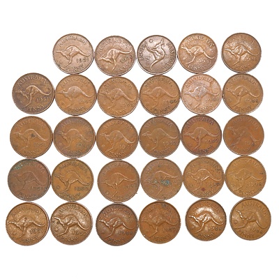 Group of 30 King George V Australian Pennies