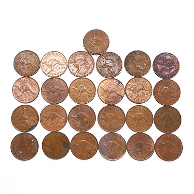 Group of 25 QE II Australian Pennies