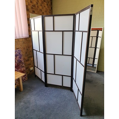 Three Panel  Privacy Room Divider, Clothes Rack, Framed Mirror, Bench Seat and Stretched Canvas Prints