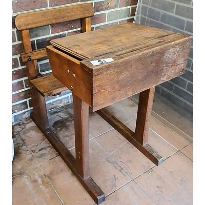 Vintage Tasmanian Oak School Desk
