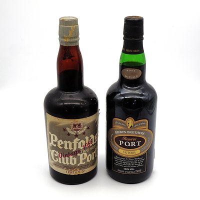 Penfolds Vintage 1956 Five Star Club Port and Brown Brothers Victoria Reserve Port (2)