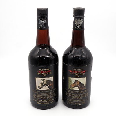 Yalumba Racing Series Vintage Port 'Without Fear' 1976 and 'Surround' 1977 (2)