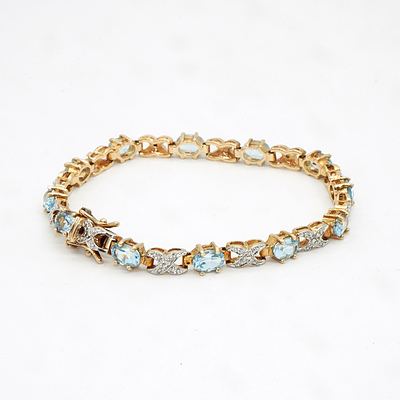 Silver Gold Plated Bracelet with Oval Facetted Topaz