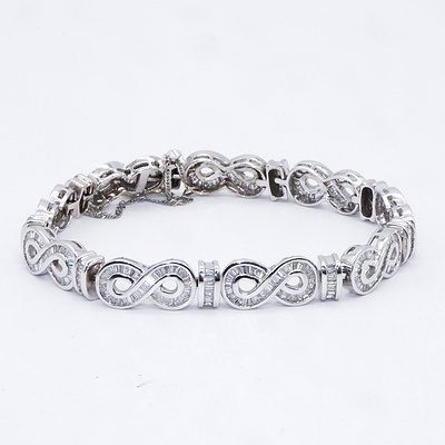 14ct White Gold Diamond Infinity Bracelet