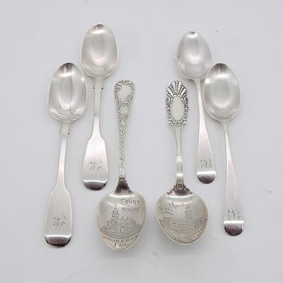 Six Sterling Silver Teaspoons, London, Sheffield, Birmingham Etc, 134g