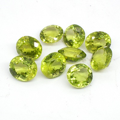 Nine Natural Peridot Gemstones