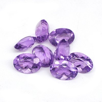 Eight Natural Amethyst Gemstones