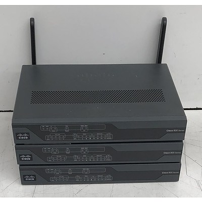 Cisco Assorted 800 Series Routers - Lot of Three