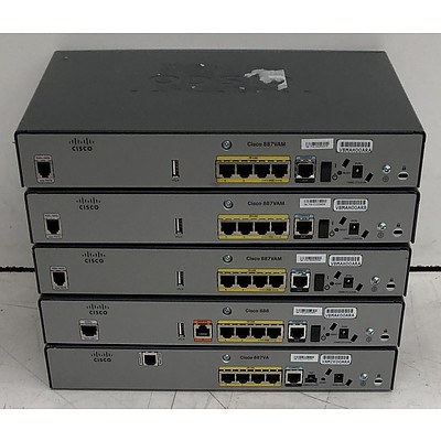 Cisco Assorted 800 Series Routers - Lot of Five
