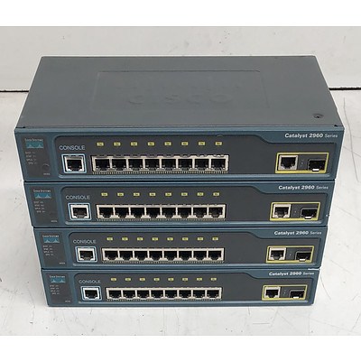 Cisco Catalyst (WS-C2960-8TC-L) 2960 Series 8-Port Ethernet Compact Switch - Lot of Four