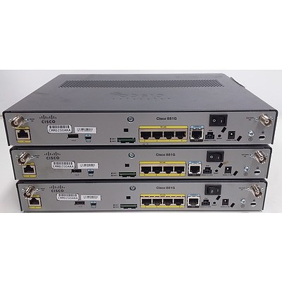 Cisco (C881G-U-K9 V01) 800 Series WWAN Router - Lot of Three