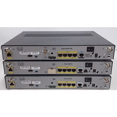 Cisco (C881G-U-K9 V01) 800 Series WWAN Router - Lot of Three