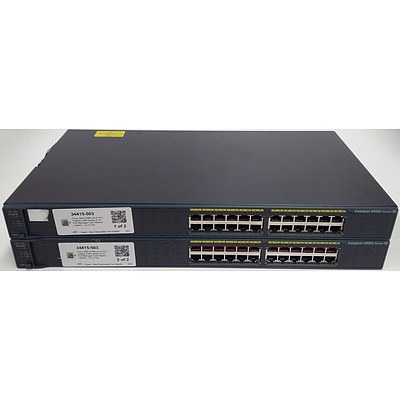 Cisco (WS-C2960-24-S V07) Catalyst 2960 Series SI 24 Port Managed Fast Ethernet Switch - Lot of Two