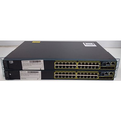 Cisco (WS-C2960S-24TS-L V04) Catalyst 2960-S Series 24 Port Managed Gigabit Ethernet Switch - Lot of Two