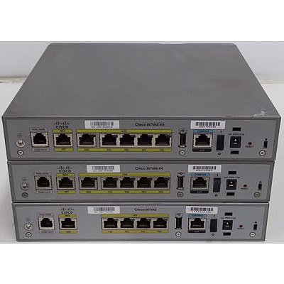 Cisco (CISCO867VAE-K9 V02) 860VAE Series Integrated Services Router - Lot of Three