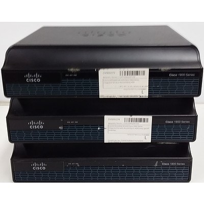 Cisco (CISCO1941/K9) 1941 Series Integrated Services Routers - Lot of Three