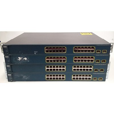 Cisco (WS-C3560-24PS-S) Catalyst 3560 Series 24 Port Managed Fast Ethernet PoE Switch - Lot of Four