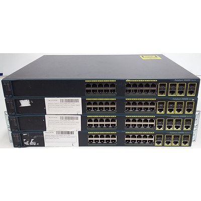 Cisco Catalyst (WS-C2960G-24TC-L) 2960G Series 24-Port Gigabit Managed Switch - Lot of Four